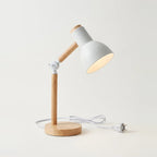 Scandinavian Table Lamp, Wood and White, Adjustable Head, on a light background