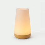 Smart Table Lamp, Wi-Fi RGB, App Control, Wood-Look Base, on a light background