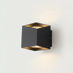 Modern Black Square Outdoor Wall Light, Aluminum, 6W LED, IP65, on a light background
