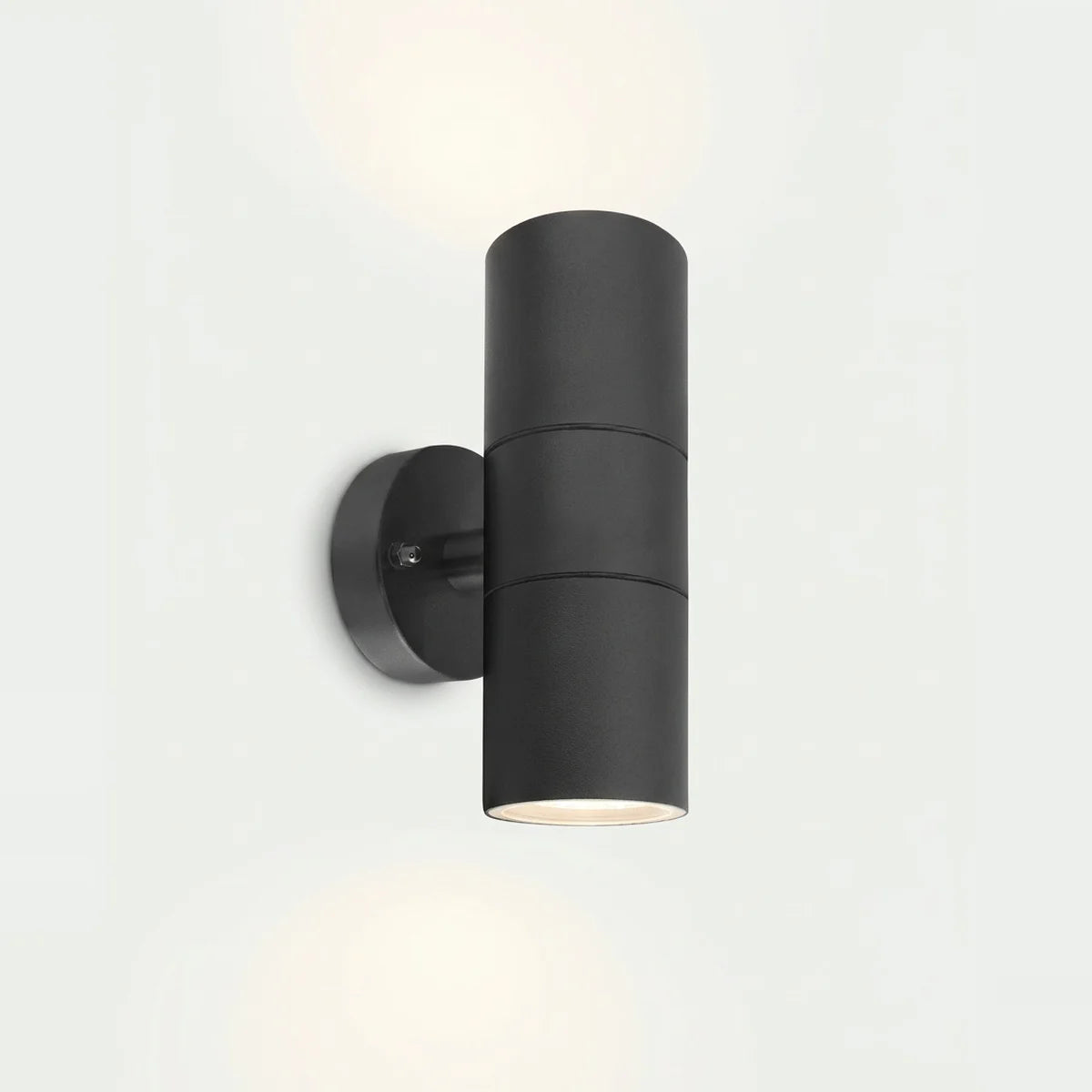 Black Stainless Steel Up Down Outdoor Wall Light, GU10, IP65, on a light background