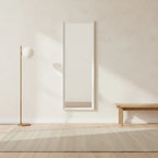 White Full Length Mirror with Stand, 63 x 20 in, styled in a bright interior