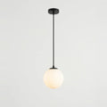 White Glass Pendant Light, Small Globe, 4" to 7" – Ø 4 in (10 cm), on a light background