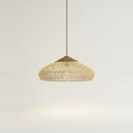 Hand-Woven Wicker Chandelier, Boho Style, 16 to 24 in – Natural wicker, Ø 16 × H 7.5 in (40 × 19 cm), on a light background