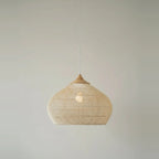 Hand-Woven Wicker Chandelier, Boho Style, 16 to 24 in – Natural wicker, Ø 24 × H 18 in (60 × 45 cm), on a light background