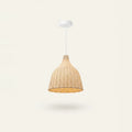 Hand-Woven Bamboo Wicker Pendant Light, 14 in, on a light background