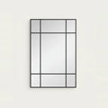 Miroir verrière noir style fenêtre 90 × 60 cm en métal, photo sur fond clair
