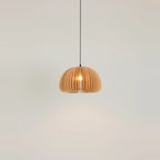 Japanese-Style Natural Wood Pendant Light, 7 or 12 in – Ø 12 in (30 cm), on a light background