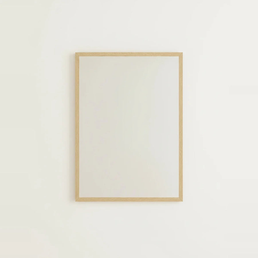 Natural Wood Rectangle Mirror, 31.5 × 23.5 in, on a light background