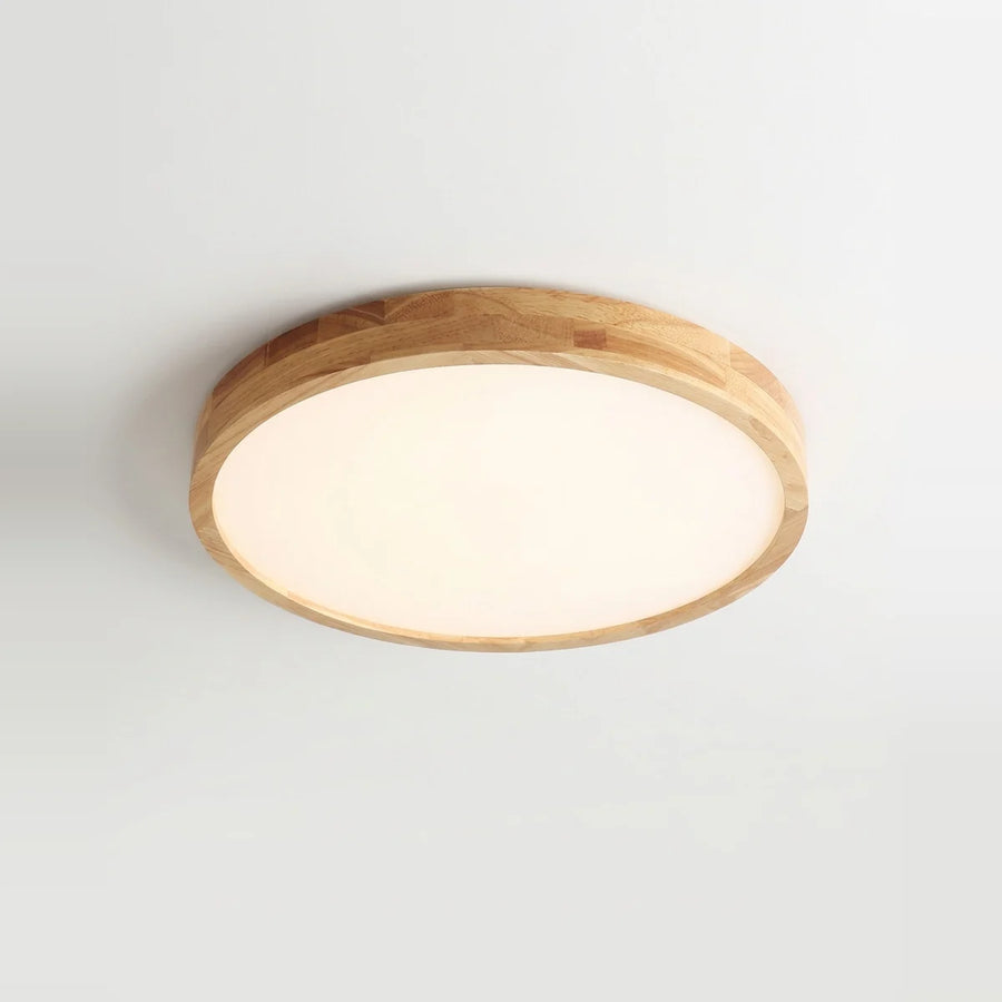 Wooden Ceiling Light, Ultra-Slim 16" Solid Wood LED, 27 W, on a light background